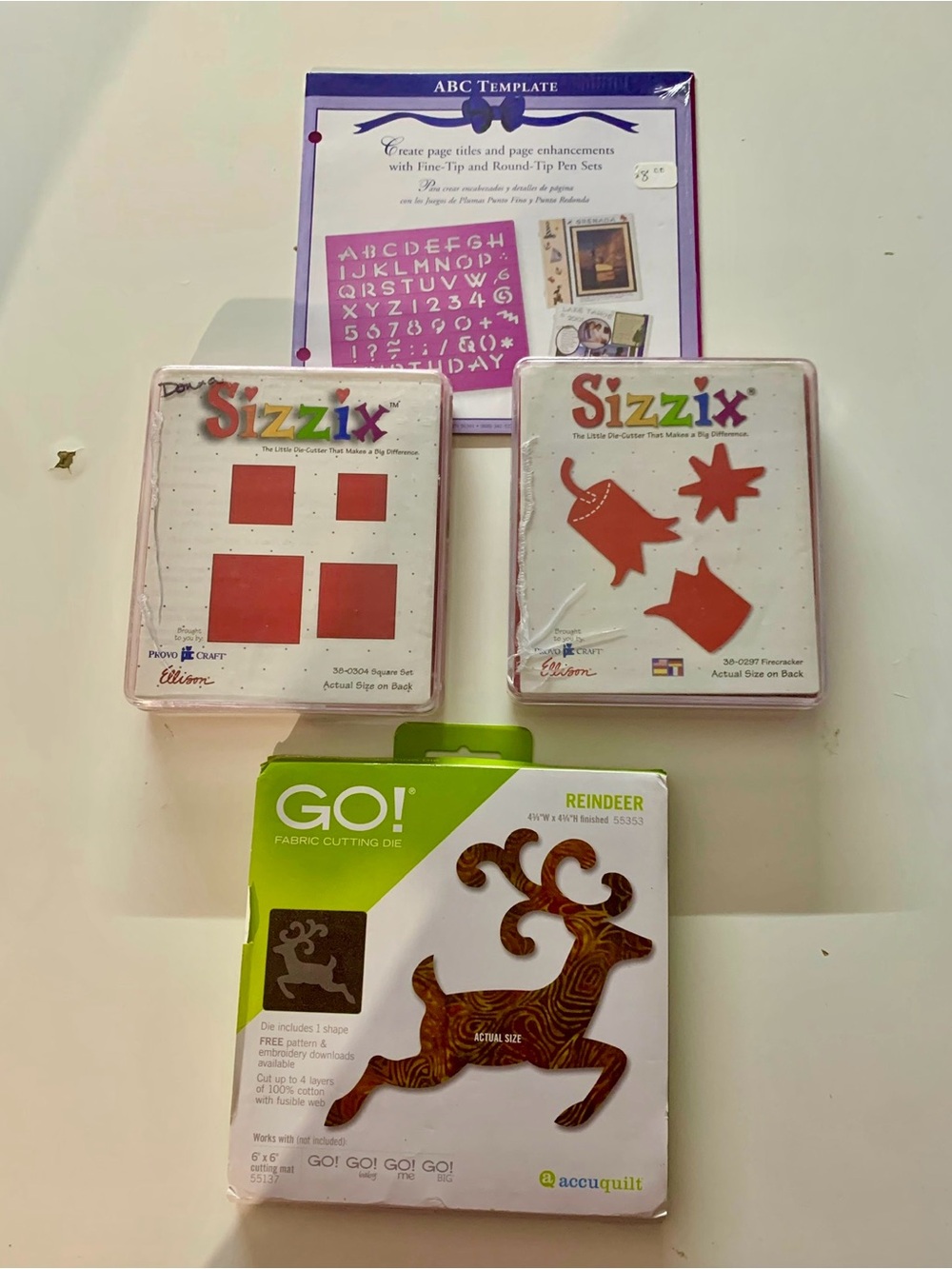 SIZZIX RED DIE CUTTER ACCUQUILT CREATIVE MEMORIES ABC STENCIL LOT of 4